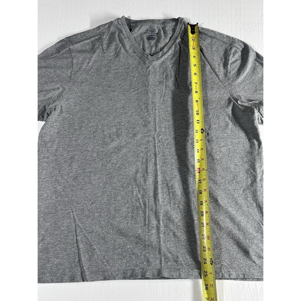 Polo Ralph Lauren Shirt Mens Large Gray V-Neck Pony Logo Short Sleeve Cotton Tee - Picture 4 of 8